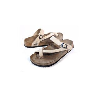 Birkenstock 37 Birki's Beige Slide 6 GERMANY |  Mayari REG Width
